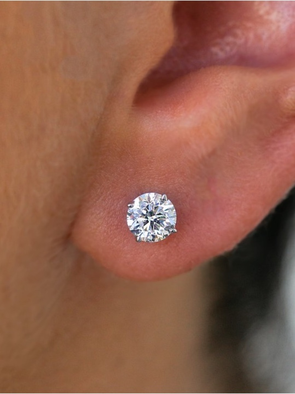 3 CTW/1 1/2 CT Moissanite Diamond Stud Earrings in Solid 927 Sterling Silver NWT